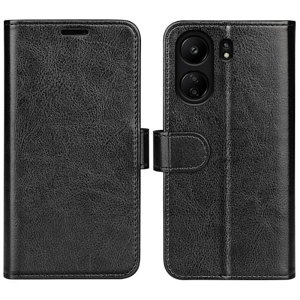 Xiaomi Redmi 13C 4G Kotelo Crazy Horse Nahka Musta