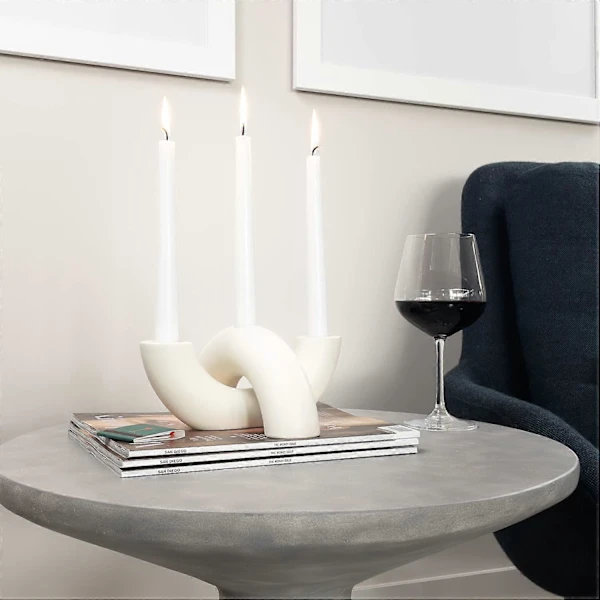 Ceramic Candlestick Set - Decorative Candle Holders - Modern Home Decor for Dining Table, Living Room Table white[co]