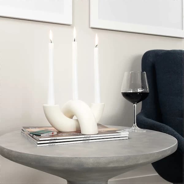 Keramisk Lysestake Sett - Dekorative Lysestaker - Moderne Interiør for Spisebord, Stuebord hvit[co]