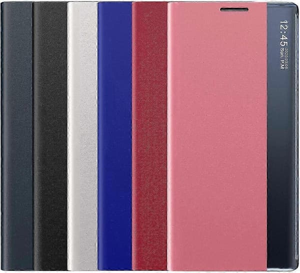 Samsung Galaxy S20 FE Smart View Flip Cover - Premium Leather Case, Mirror Window, Stylish, Protective Flip Case Pink