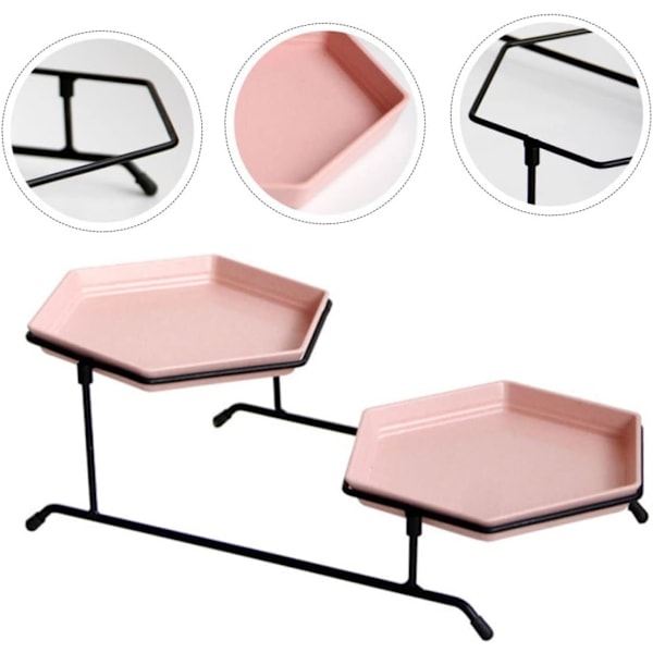 1 set Dubbellagers Tårtform tårtskål dessertställ cupcake torn serveringsbricka Tårtförvaringsställ dessertfat