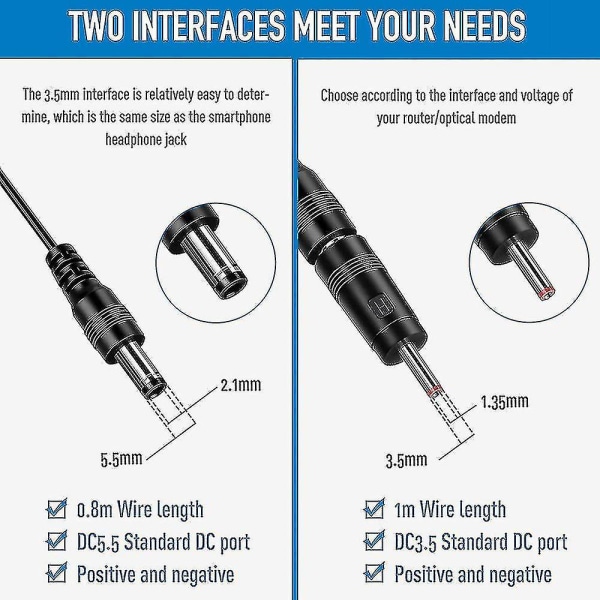 2 stk. DC 5V til DC 9V 12V USB spenningsforsterkerkabel med 1A spenningsforsterkertransformator