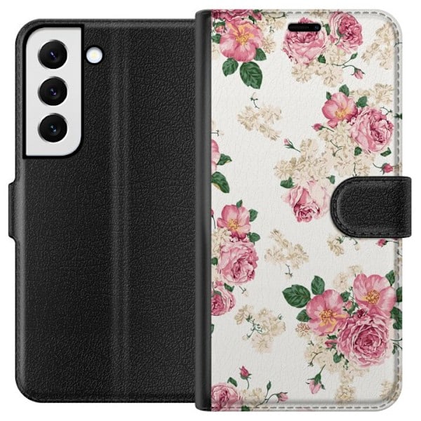 Samsung Galaxy S22 5G Lompakkokotelo Retro Kukat