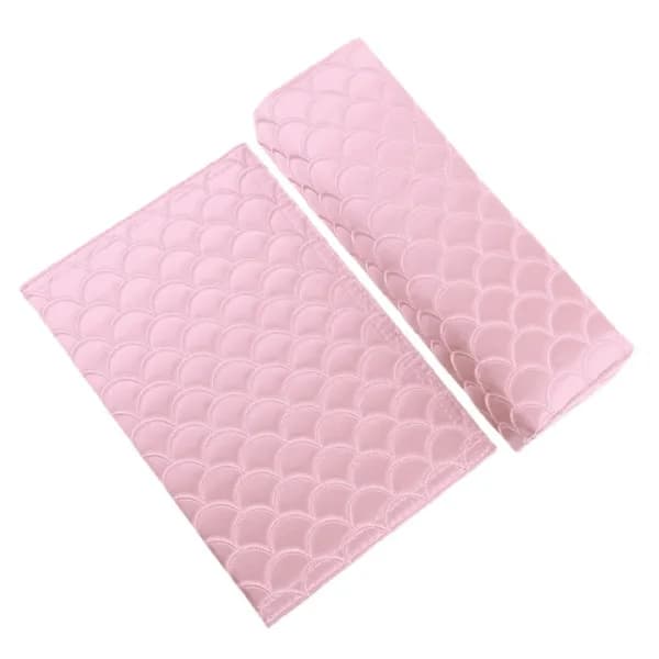2 stk. foldbare bløde silkenegle håndpude armlæns pude til manicure salon (pink)[CO]
