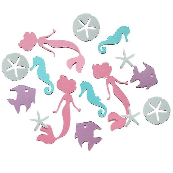 100 st färgglada papper skrot sjöjungfru form festkonfetti för fest (slumpmässig färg)