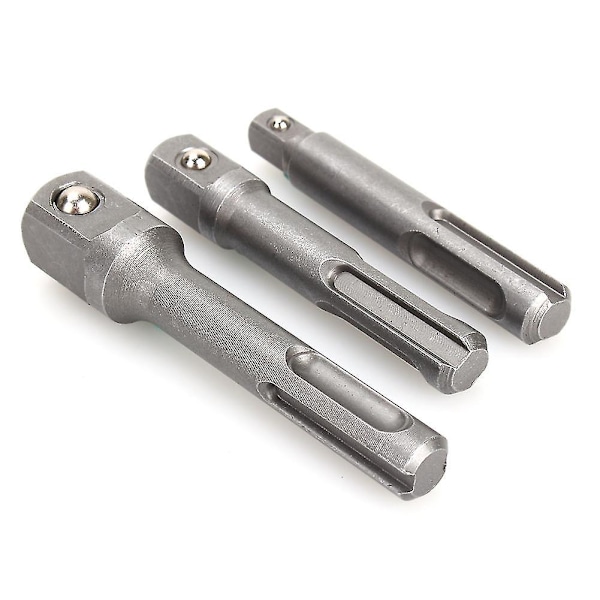 3 st/set Slagborr Bits Sds Plus Hylsadapter Konverter 1/4\" 3/8\" 1/2\"