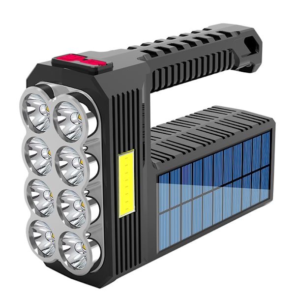 Super Bright Anti-fall Solar Rechargeable USB Flashlight LED Flashlight Long-distance Portable Headlight