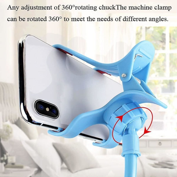 Telefonhållare med klämma - Portabelt flexibelt stativ - Lång arm 360 justerbar rotation - För säng, bil, bord (svart)