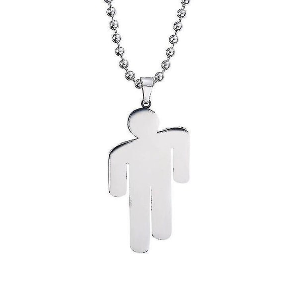 Billie Eilish rustfrit stål vedhæng halskæde, skurk halskæde, rustfrit stål par vedhæng halskæde, sølv, 1 stk.
