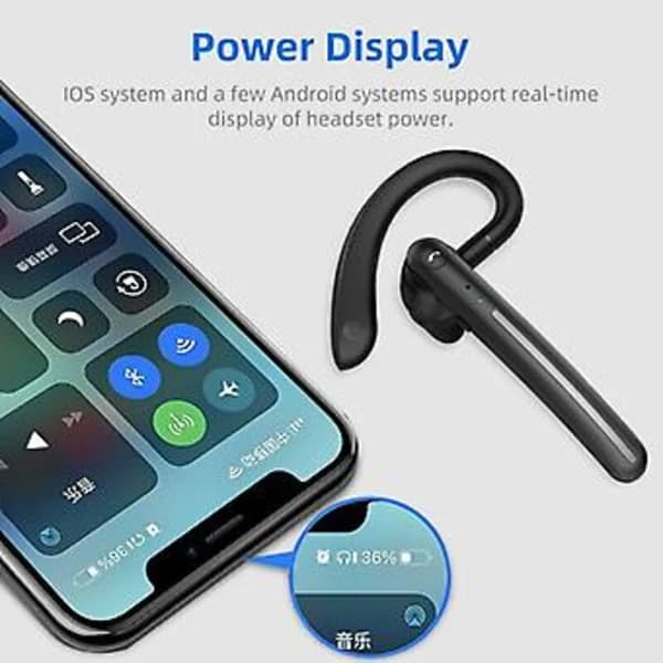 Trådløst Bluetooth 5.0 Headset Ørepropp Lastebilsjåfør Hodetelefoner Støyreduksjon (Blå)[CO]