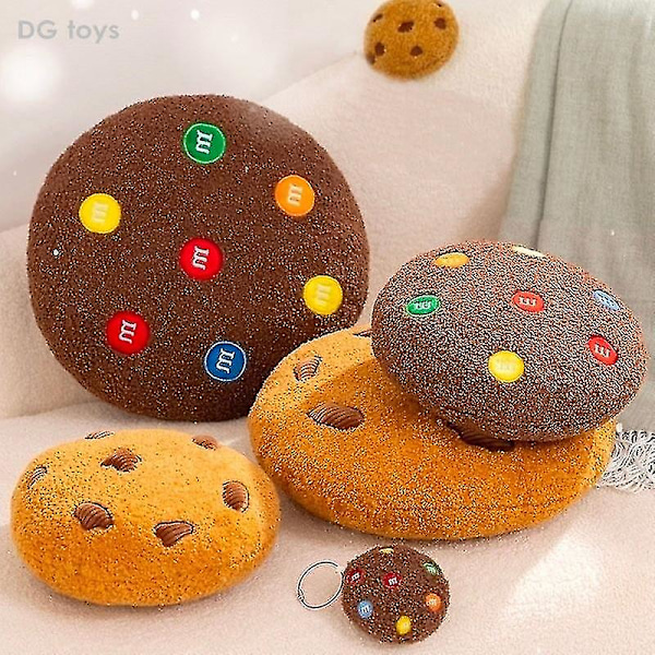Blød og Plysset Kageformet Pude Sød Fyldt Chokolade Bønner Kiks Pude Snack Mad Legetøj Plushie Til Piger Fødselsdag, Kage Nøglering