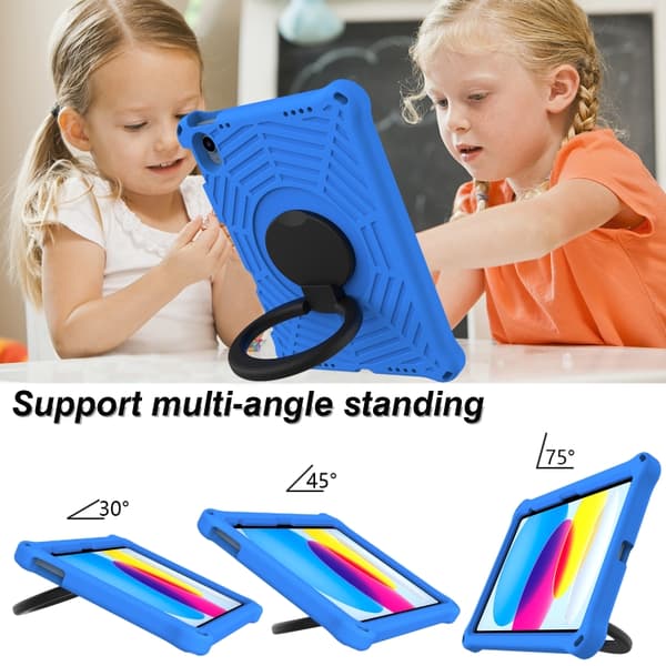 iPad 11 11th Gen / 10.9 10th Gen 2022/2025 Leather Case with Solid Color Stitching - Smart Tablet Cover Blå