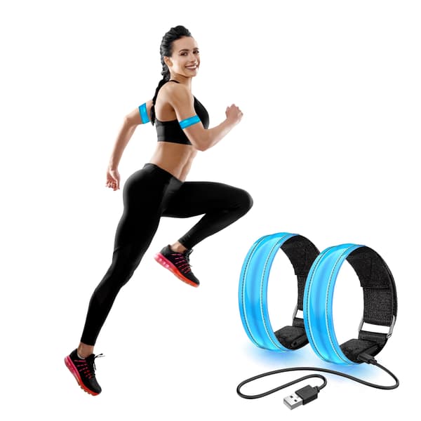 2-pack Uppladdningsbara LED-Armband – Hög Synlighet Löparljus