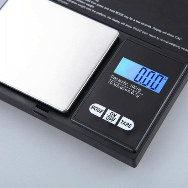 Bärbar digital fickvåg med bakgrundsbelyst LCD-display 1000X0,01 gram