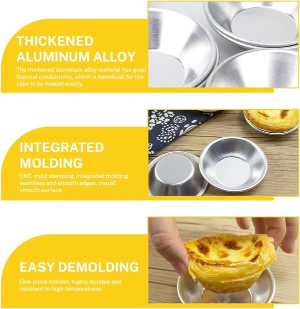 12-pack aluminiumbakformar för muffins, kakor, cupcakes och puddingar, återanvändbara nonstick minipajformar för hembakning