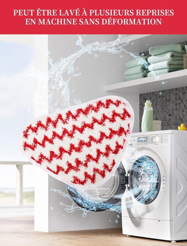 Red 6-pack refill cloths for Power Pads steam mops microfiber