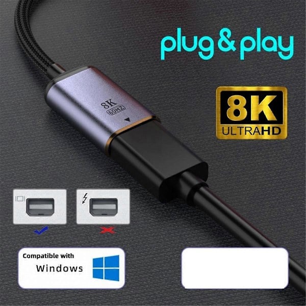 USB-C - Mini Displayport -sovitinmuunnin USB-C Type C Naaraslähde Mini Displayport 1.4 8K 6