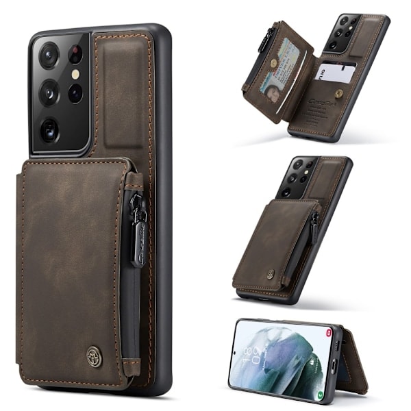 Samsung Galaxy S21 Ultra - CASEME Fodral med Plånboksfunktion - Brun Brown Brun