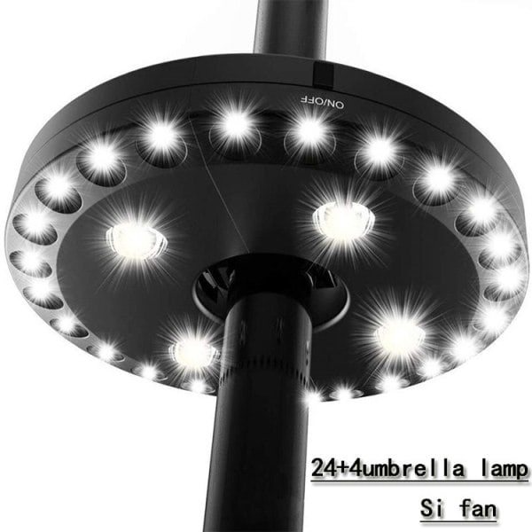 Parasollampe med 3 lysstyrkeniveauer, trådløs, 28 LED-lys - 4 x AA-batterier, parasolfodlampe til parasoller, campingtelte eller udendørs brug