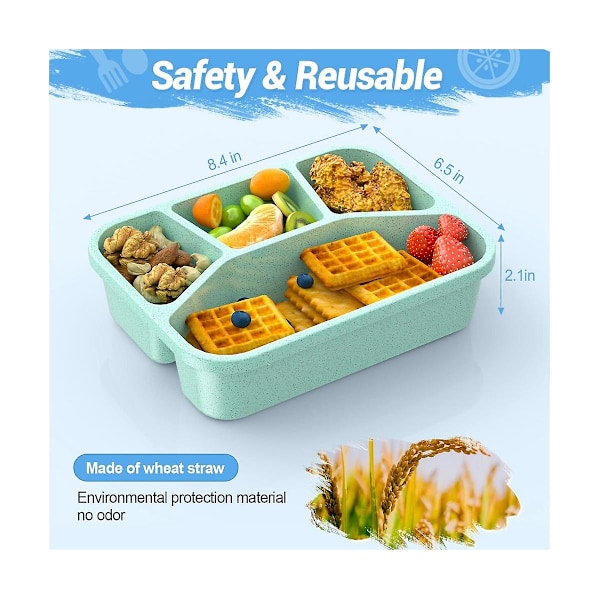 Bento Lunch Box, 4-facksförpackning för måltidsförberedelse med transparent lock, matförvaringsbehållare