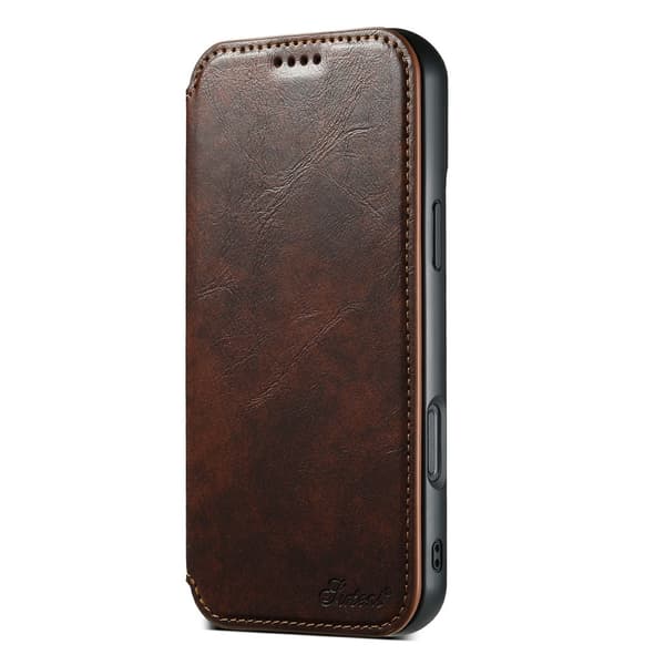 iPhone 17 SUTENI J05 PU Leather Wallet Case - Brown Brun brown