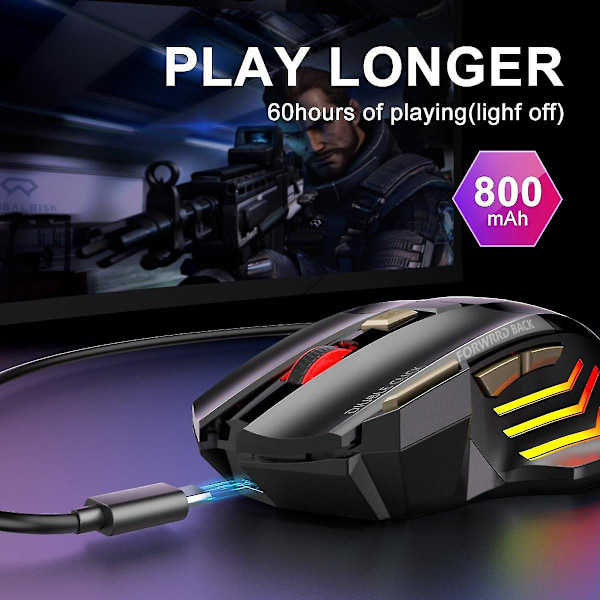 Trådløs gamermus for datamaskin 2.4g Rgb oppladbar spillmus Bluetooth Usb mus stille ergonomiske mus