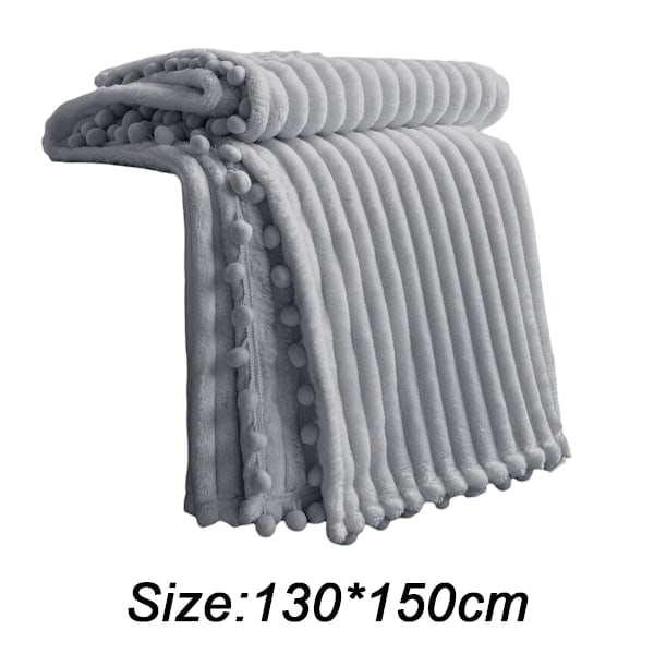 Fleecepeitto 127x152 cm sohvalle, sängylle, superpehmeä ja mukava plyysimikrokuituinen flanellipeitto 3D-raidoilla, kevyt vaaleanharmaa