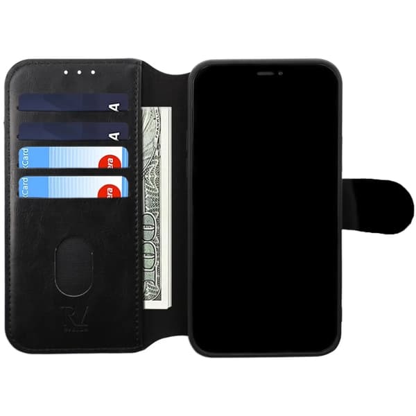 iPhone 12/12 Pro Wallet Case Extra Card Slot Rvelon - Black