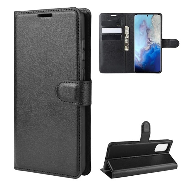 Samsung Galaxy S20 - Litchi Pung Etui - Sort Black Sort