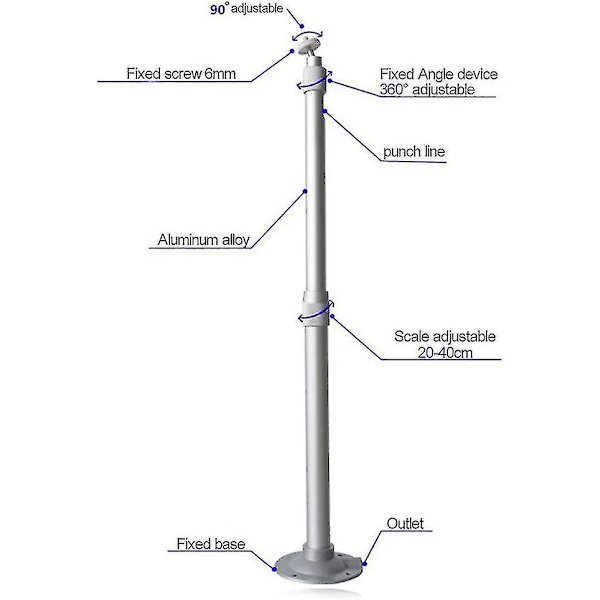 Projektor Tak- och Väggfäste 20-40cm Projektorhängare Väggfäste Roterbar Aluminiumlegering Takfäste