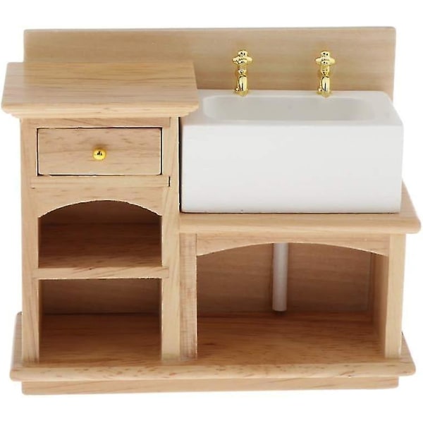 Diy 1:12 Skala Dukkehus Miniature Møbler Badeværelse Køkken Træ Vask