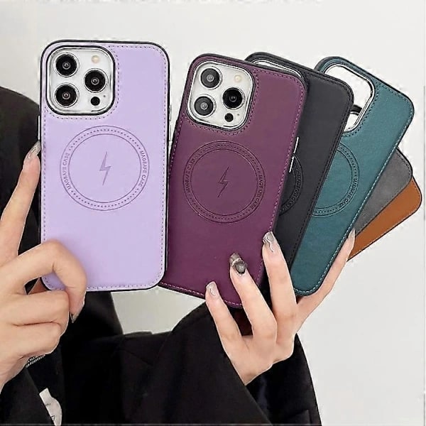 Sidolæder Magsafe Telefoncover til iPhone 15 Pro Max[co]