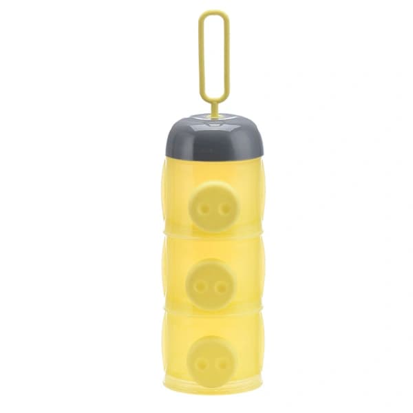 Bærbart 3-lags PP matdispenser for snacks, frukt og reise, gul