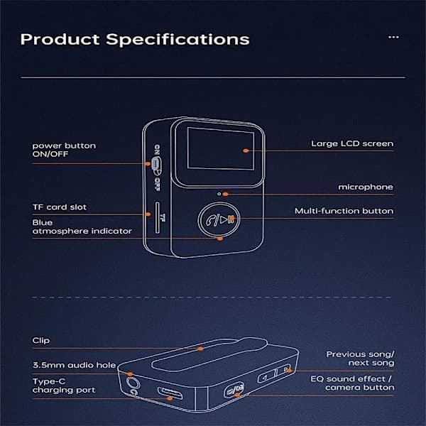 MP3-soitin Bluetooth 5.0 -musiikkisoittimella[CO]