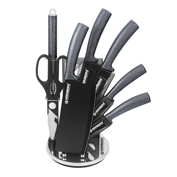 Knivsett med knivstativ - 8 deler Carbon[CO]