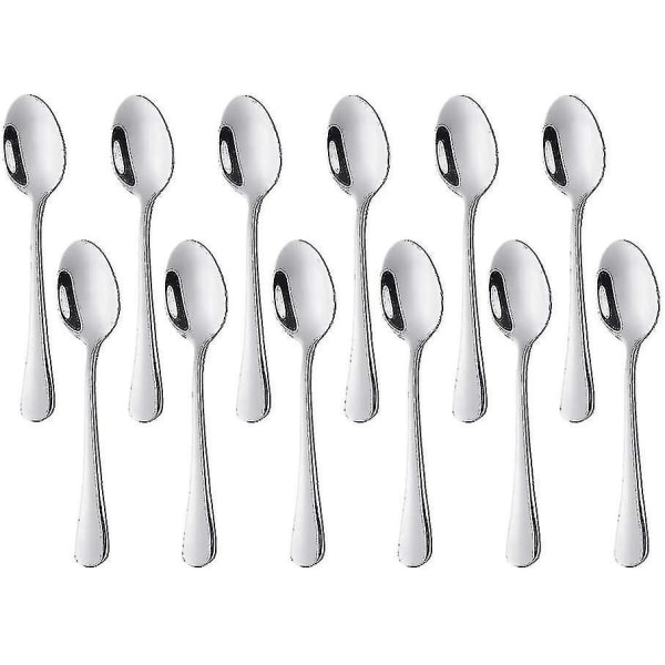 Sett med 12 rustfrie stålskjer for dessert - 11 cm - sølv