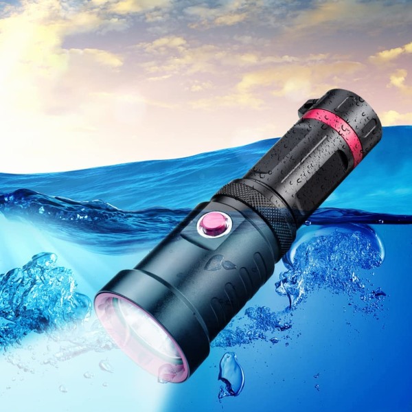 3000 Lumens uppladdningsbar vattentät ficklampa för dykning