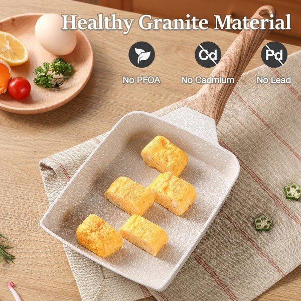 Omelettpanne Eggpanne, Non-stick Egg Stekepanne, Sunn Granitt Egg Stekepanne for Frokost