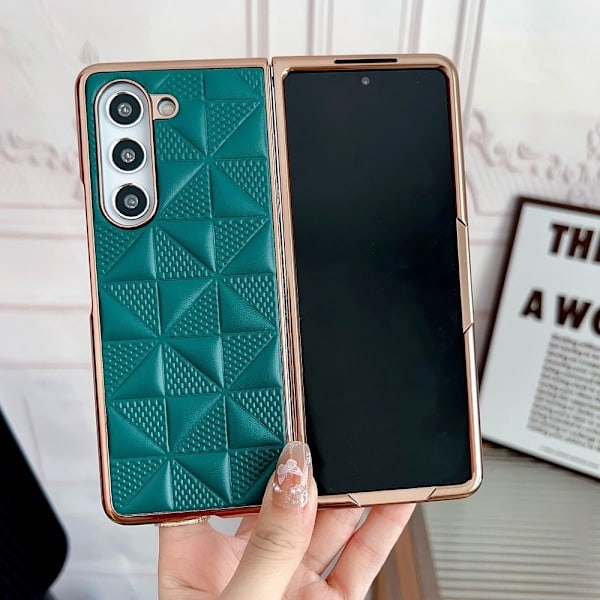 Galaxy Z Fold 6 Skal Läder Mörkgrön