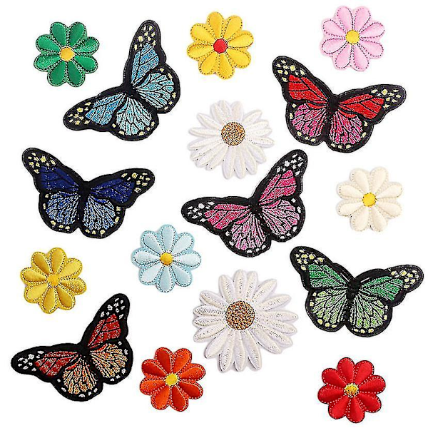 36 stk Blomster Appliques Patches Strykejern Brodert Patche Blandet Farge