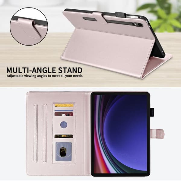 Samsung Galaxy Tab S10 FE+ Leather Case with Rhombus Pattern Roséguld