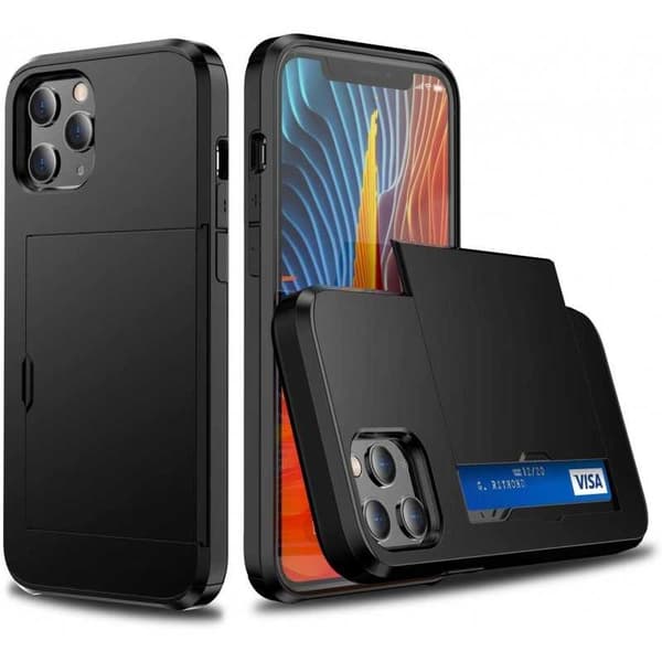 iPhone 12 Mini Støtsikkert Deksel med Kortlomme Svart black