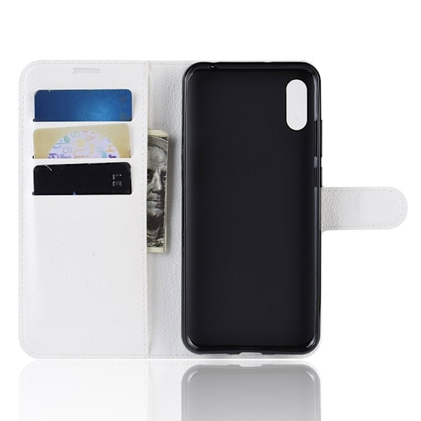 Huawei Y6 (2019) - Litchi Plånboksfodral - Hvid White Hvid