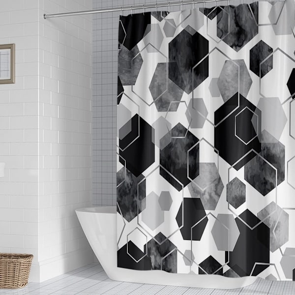 Duschdraperi för Badrum, Abstrakt Tyg Duschdraperi Set för Heminredning 180cm*180cm