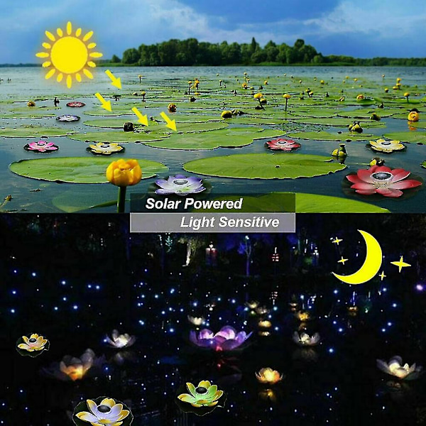 Solcellslampor \"lotusblomma, flytande, damm, poolnattljus