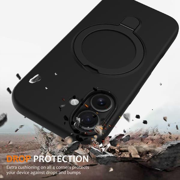 iPhone 17 Cover - Flydende Silikone med MagSafe Magnetisk Ringholder