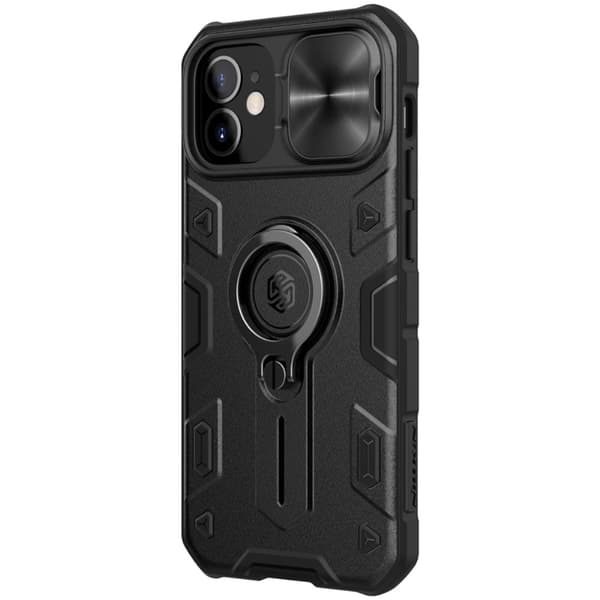 iPhone 12 Mini - NILLKIN CamShield Armor Ring -kuori - Musta Svart black