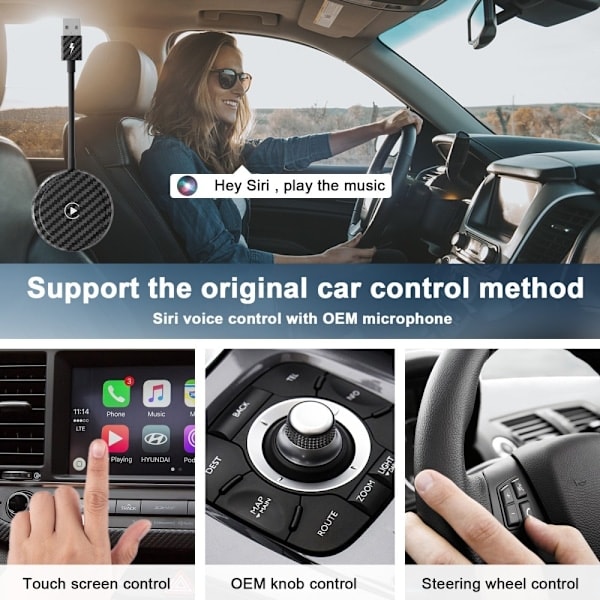 Wireless CarPlay Adapter for Wired CarPlay Cars Black