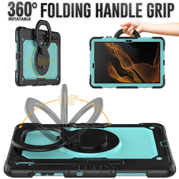 Til Samsung Tab S7 Plus T970 / T975 (2020) / Tab S7 Fe (2021) Anti-drop Tablet Cover Hård PC + Cover med støtte Black Baby Blue PC none
