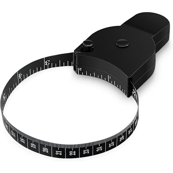 Svart kroppsmåttband, 150 cm/60 tum indragbart måttband, bärbart fitness viktminsknings indragbart hälsomåttband